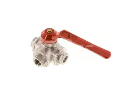 Kulový kohout 3-cestný - vrtání "L" mosaz niklovaná